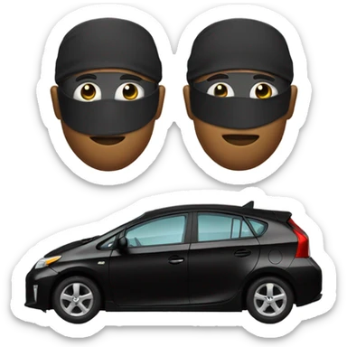 Black prius car with sleep mask on sticker