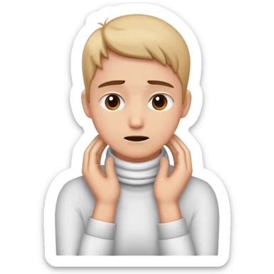 Give me a emoji with someone stress and their hands are crossed on their neck sticker