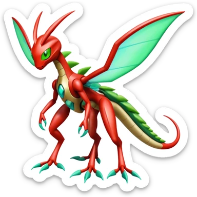  Cool Edgy Shiny Futuristic Ethereal Legendary Scizor-Deoxys-Digimon-Schyther-Flygon-hybrid full body sticker
