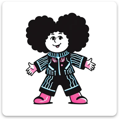 Cabbage Patch Kid as Tron character in 80's retro anime style with neon colors sticker