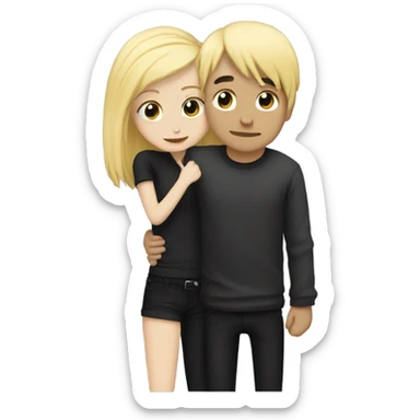 Emo couple hugging  guy with emo hair black hair girl with blonde hair sticker