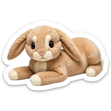 beige Jellycat Bashful Bunny plush, lying down with floppy ears, gentle expression sticker