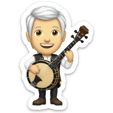 Wolfgang Mozart chibi standing young 5-string banjo sticker