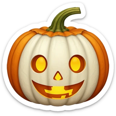 white fuzzy pumpkin with brown stem sticker