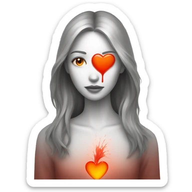 bleeding red heart glowing red-orange sticker