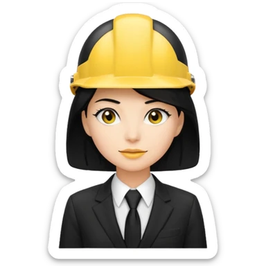 black suit black tie with yellow helmet ''black hair''  woman sticker