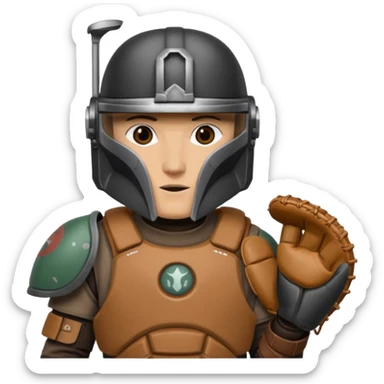Mandalorian with a Catcher's mitt.  Make the catcher's glove oversized.  Put a dark visor in the helmet.   sticker