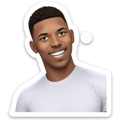 smiling boy in white shirt sticker