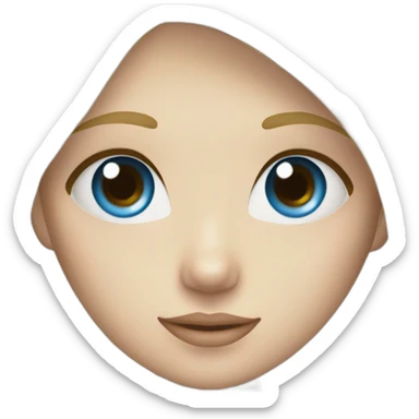 A girl with a blue eyes and a blonde hair and a white skin sticker