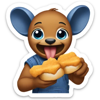 Stitch eating McDonald’s chicken nuggets  sticker