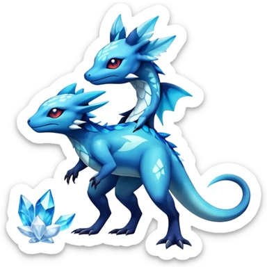 Colorful Dark Shiny Exotic Salandit-Aurorus-Glaceon-Fakémon-hybrid-creature (full body)  sticker