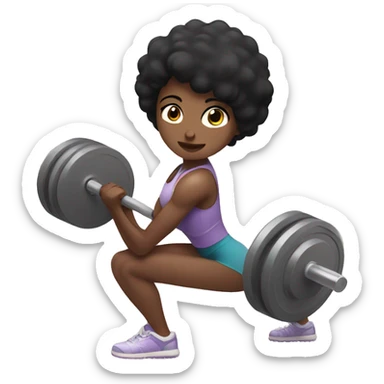 Black haired girl who is doing weight lifting sticker
