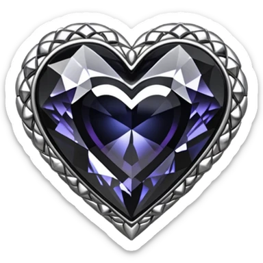 heart with a dark crystal brooch sticker