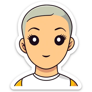 confident woman with buzz cut sticker