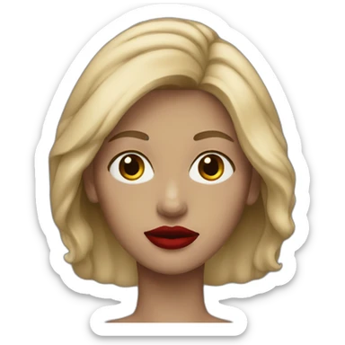 Long dark blond woman red lip sticker