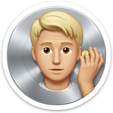 White dj blonde hair male scratching the disk sticker