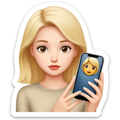 beautiful girl use iphone sticker