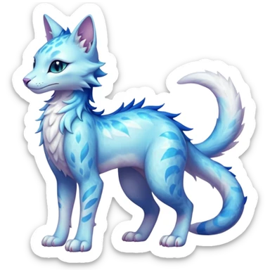 Pastel realistic divine glowing shiny glossy glittery holy cute elegant beautiful fantasy feline-vernid-sergal-fursona animal creature with a tufted tail full body with intricate markings  sticker