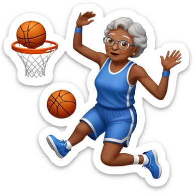 Grandma dunking basketball  sticker