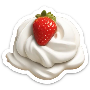 square waffle with dollop of whipped cream and one strawberries on top sticker