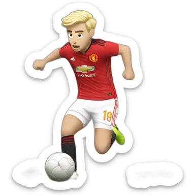 blonde manchester united player kicking sticker