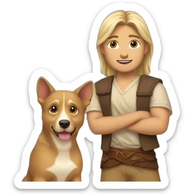 Pocahontas pets little white blonde boy called ludwig sticker