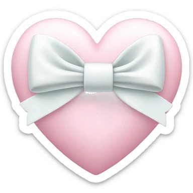 Pastel pink heart with white bow sticker