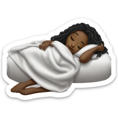 sleeping beauty brunette dreadlock black girl with a silk pillow and blanket  sticker