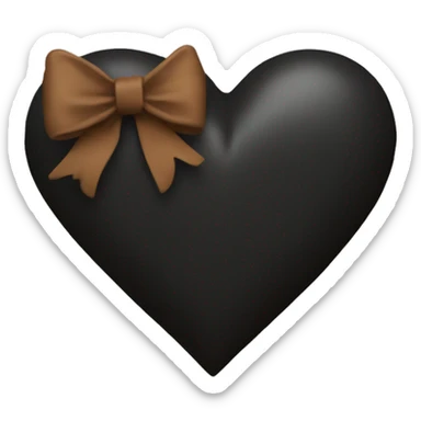 black heart with brown bow sticker