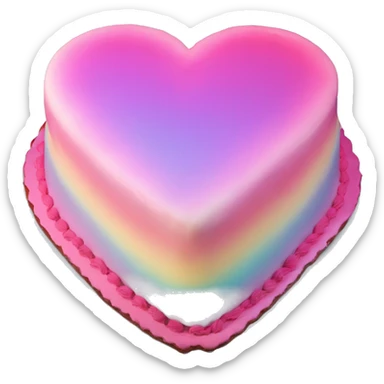 Iridescent gradient hue heart shaped cake with piping sticker