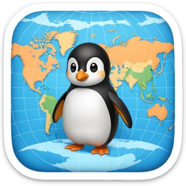 Pinguin auf Weltkarte sticker