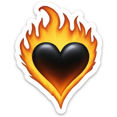 sheer black heart in flames sticker