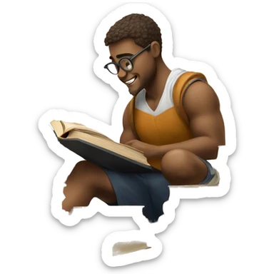 Studying hard with books sticker