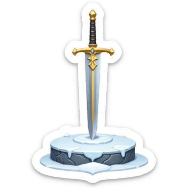sharp sword in snow pedestal sticker