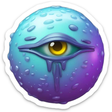 3d sphere with a cartoon Slime skin texture with Eye of Horus sticker