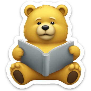 Yellow bear read an ebook sticker
