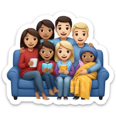 group of friends on couch having fun sticker