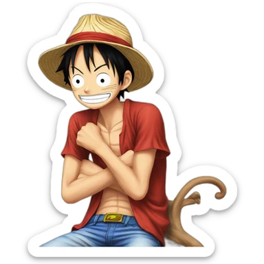 Monkey D Luffy en chat sticker