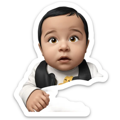 realistic baby with black hair sticker