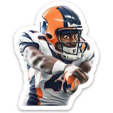 NFL football player, Denver broncos, in the end zone  sticker