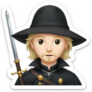 Athos, musketeer in black trench coat sticker