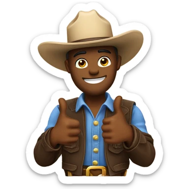 Cowboy with a thumbs up sticker