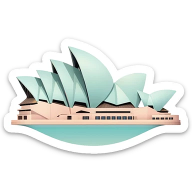 Sydney Opera House with gentle pastel colors, not vibrant sticker