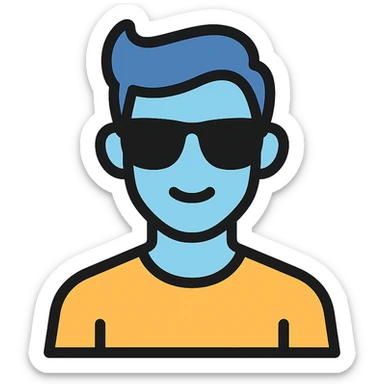 color outline icon of a cool blue man sticker