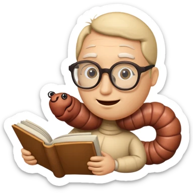 worm reading book sticker