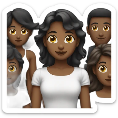 cinq personnes noires derrière une femme blanche sticker