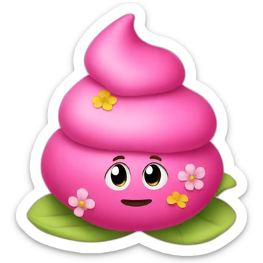 A pink poop with Flowers on top sticker