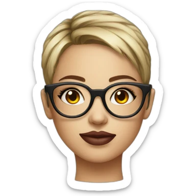 tattoo on face girl in glasses and short hair sticker