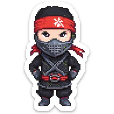 Masked ninja, red headband sticker