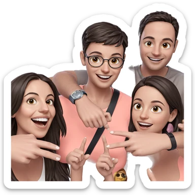 smiling girl with friends sticker